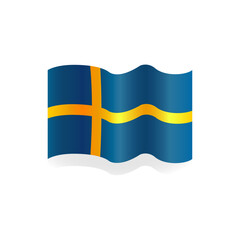 Sweden flag colors flat icon, vector sign, waving flag of Sweden. The flag of Sweden. Yellow cross on blue. Waving the flag of Sweden. Illustration. The Sweden flag waving with the wind. 
