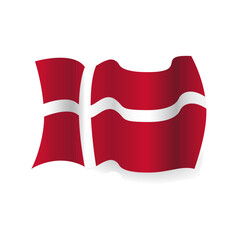 Denmark flag colors flat icon, vector sign, Waving flag of Denmark colorful  isolated on white. Symbol, logo illustration. Waving flag of Denmark on a white background