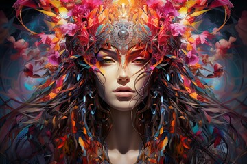 Beautiful woman with fantasy hair decoration