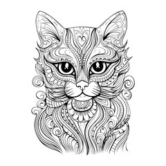 Cat zentangle coloring pages - coloring book