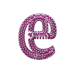 Symbol of small silver and purple spheres. letter e