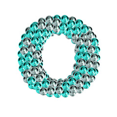 Symbol of turquoise and silver spheres. letter o
