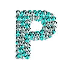 Symbol of turquoise and silver spheres. letter p
