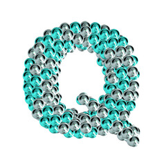Symbol of turquoise and silver spheres. letter q