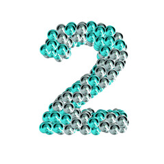 Symbol of turquoise and silver spheres. number 2