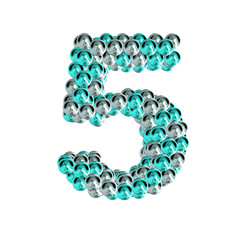 Symbol of turquoise and silver spheres. number 5