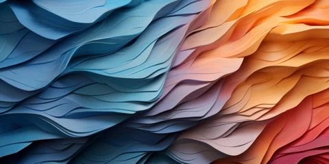 Fotobehang Vibrant 3D abstract wave pattern with smooth gradient colors for dynamic backgrounds and designs. © Tirawat