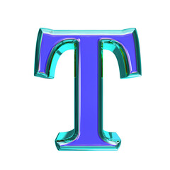 Blue symbol in a turquoise frame. letter t