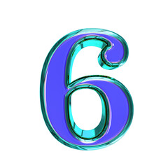 Blue symbol in a turquoise frame. number 6