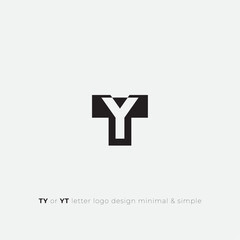 YT or TY letter initial logo design icon minimal and simple