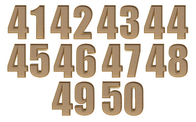 set number with gold and texture geometric 3D render