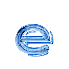 Blue ice symbol. letter e
