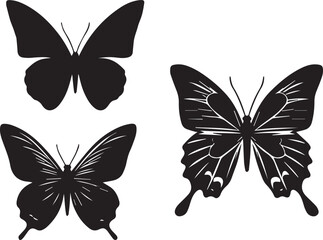 Silhouette Solid Vector Icon Set Of butterflies, Moth, Lepidopteran, Insect, Papillon. © sahadul