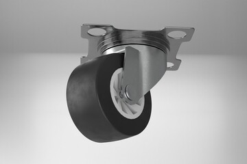 isolated furniture office rubber wheel. 3d illustration render