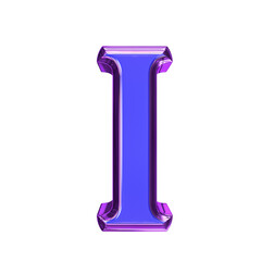 Blue symbol in a purple frame. letter i