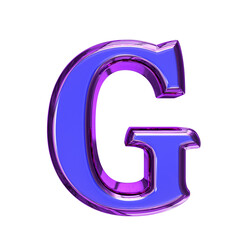 Blue symbol in a purple frame. letter g