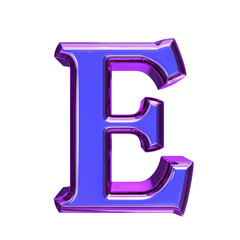 Blue symbol in a purple frame. letter e