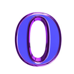 Blue symbol in a purple frame. letter o