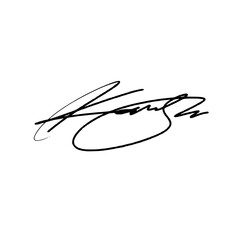 Abstract signature letter K. Vector illustration with black writing and alpha channel.