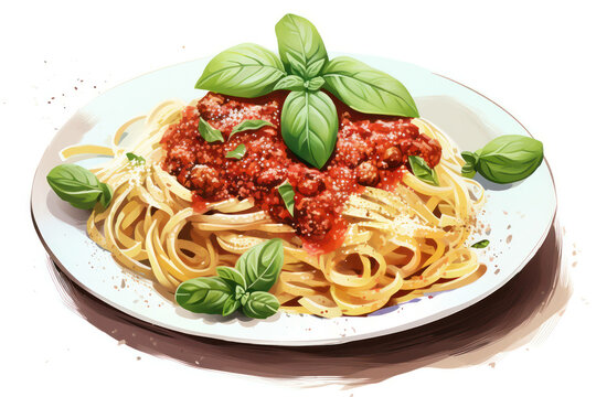 Meat italian plate pasta spaghetti food bolognese background dish sauce basil meal cheese