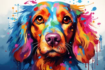 Fotobehang Portrait head dog pop art illustration style © Michael
