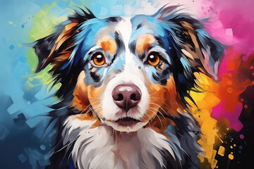 Portrait head dog pop art illustration style