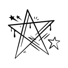 An amazing icon of hand drawn star vector in graffiti art style, ready to use