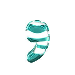 Fototapeta na wymiar White symbol with thick turquoise straps