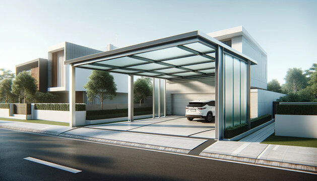 カーポートのサイドパネルと戸建住宅04