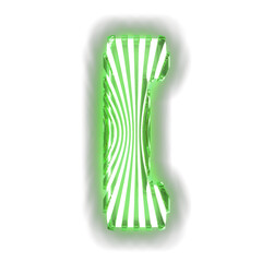 White symbol with ultra thin green luminous vertical straps