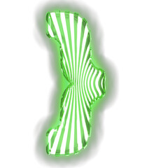 White symbol with ultra thin green luminous vertical straps