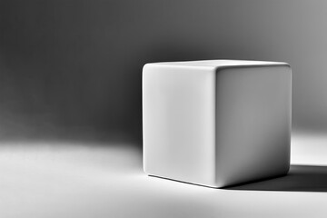3D rendering of a white cube on a gray background