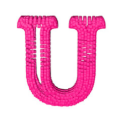 Symbol made of pink cubes. letter u
