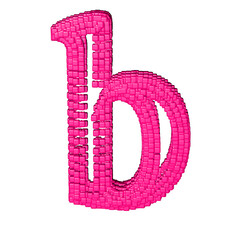 Symbol made of pink cubes. letter b