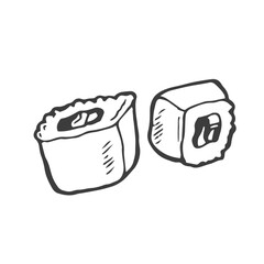 Sushi roll. Black and white illustration.