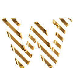 White symbol with thin gold diagonal straps. letter w