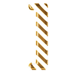 White symbol with thin gold diagonal straps