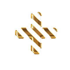White symbol with thin gold diagonal straps