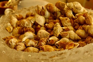Heap of shells in restaurant 