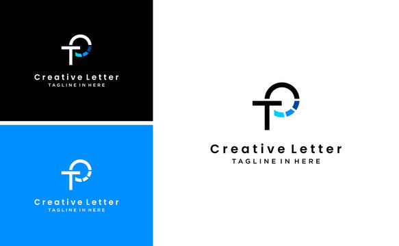 modern initial TP or PT letter logo design with digital analytical concept vector