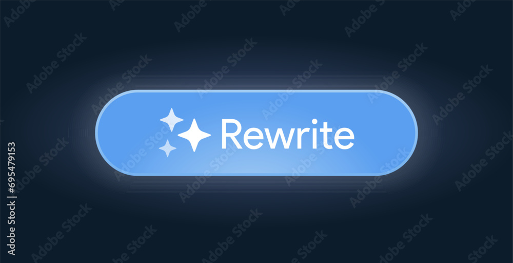 Poster rewrite ai button. artificial intelligence icon. machine learning text generator. generate code pres