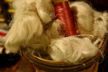 Raw silk in traditional workshop in France 