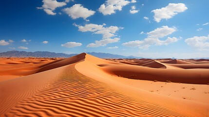 Fototapeta na wymiar Panoramic view of the Sahara desert in Morocco, Africa.