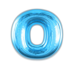 Blue inflatable symbol with glow. letter o