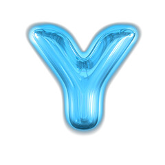 Blue inflatable symbol with glow. letter y