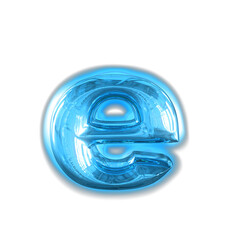 Blue inflatable symbol with glow. letter e
