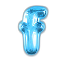 Blue inflatable symbol with glow. letter f