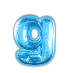 Blue inflatable symbol with glow. letter g