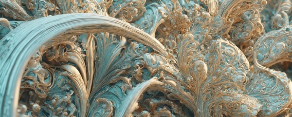 a close up of a blue and gold marble