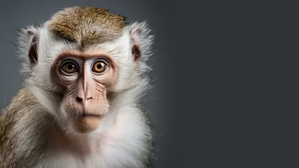 Fototapete Rund Close up monkey isolated on gray background © pariketan